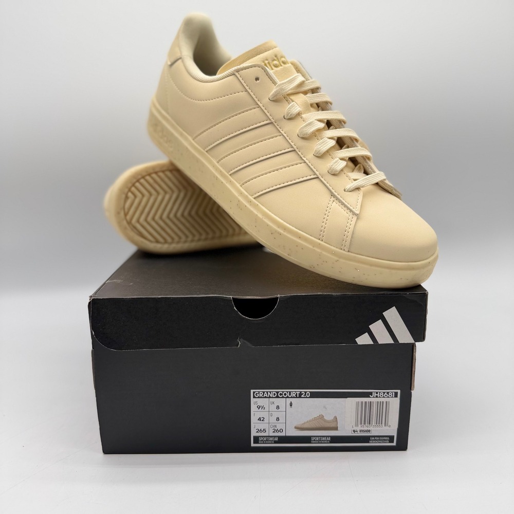 Adidas Grand Court 2.0 Mens 9.5 Sneakers Beige‎ Gold JH8681